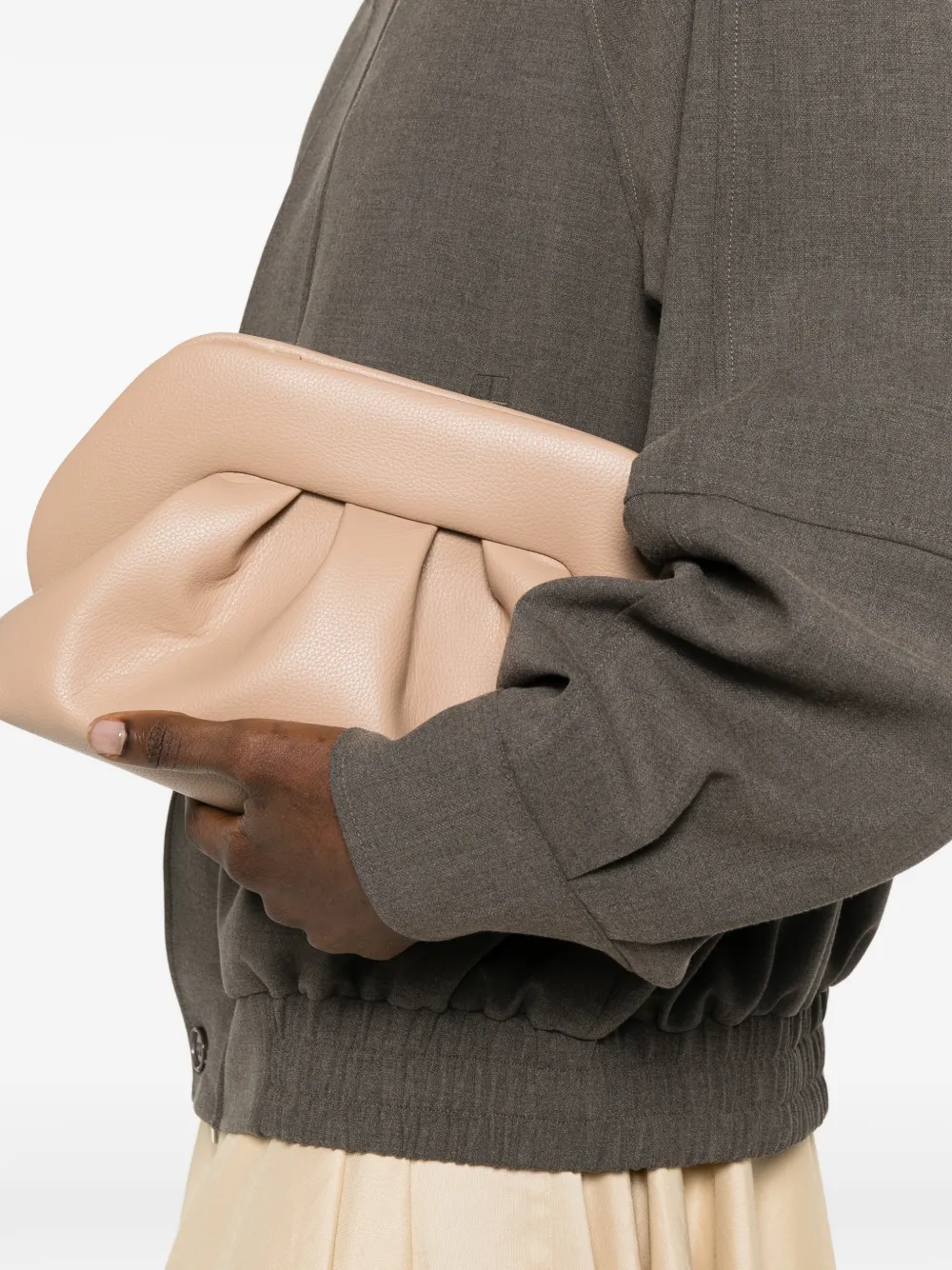  Themoirè Medium Bios Clutch Bag - Neutrals 