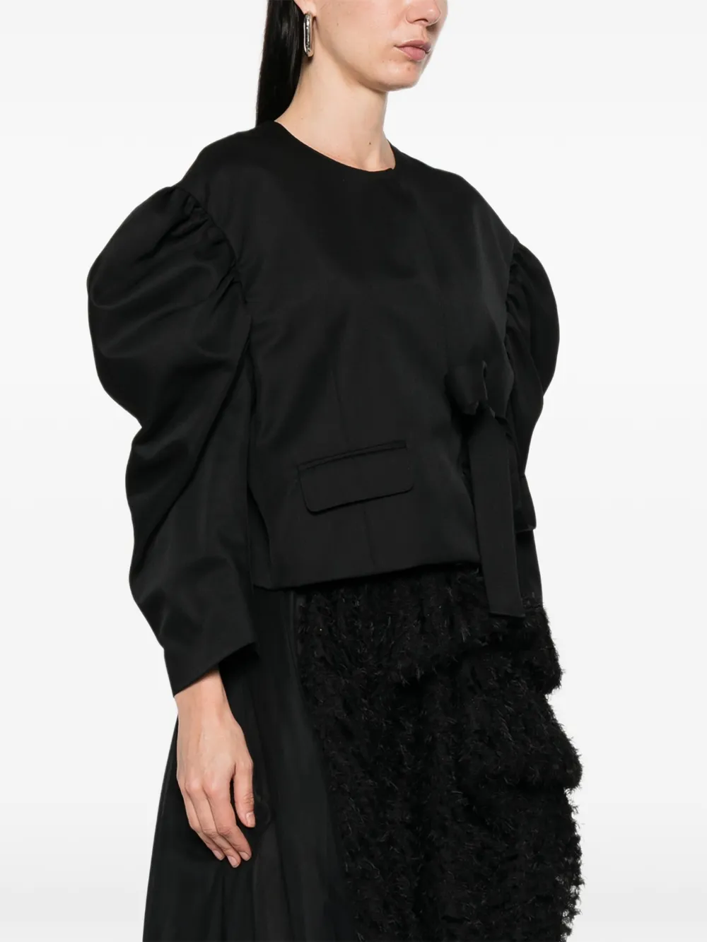  Simone Rocha Puffed-sleeve Tie Jacket - Black 