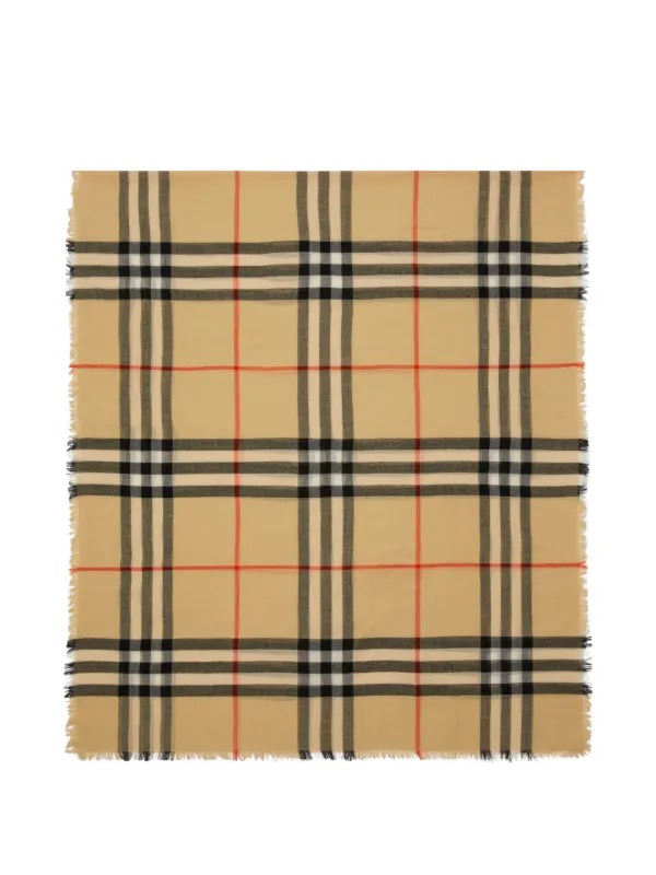 Burberry Check Wool Scarf in Neutrals