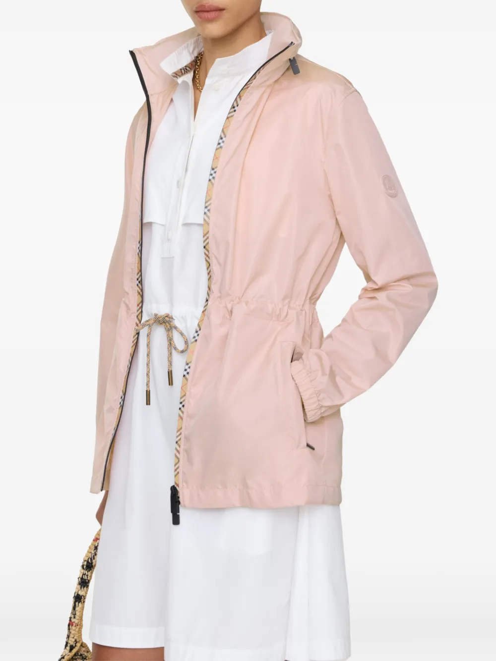 Burberry Nylon parka met geruite band Roze