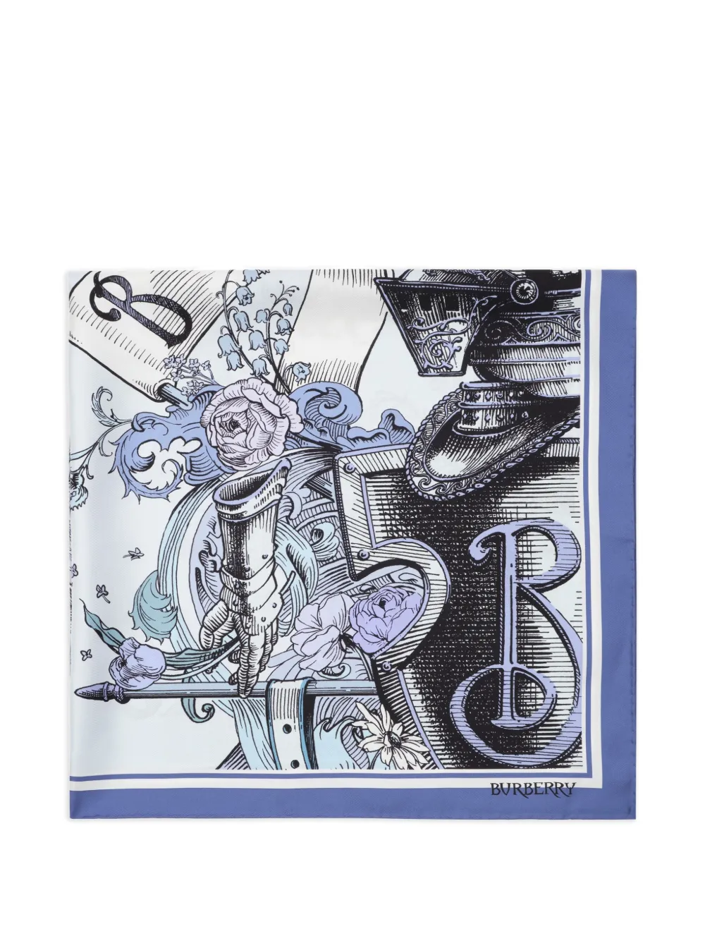 Burberry Etched Knight silk scarf - Bianco