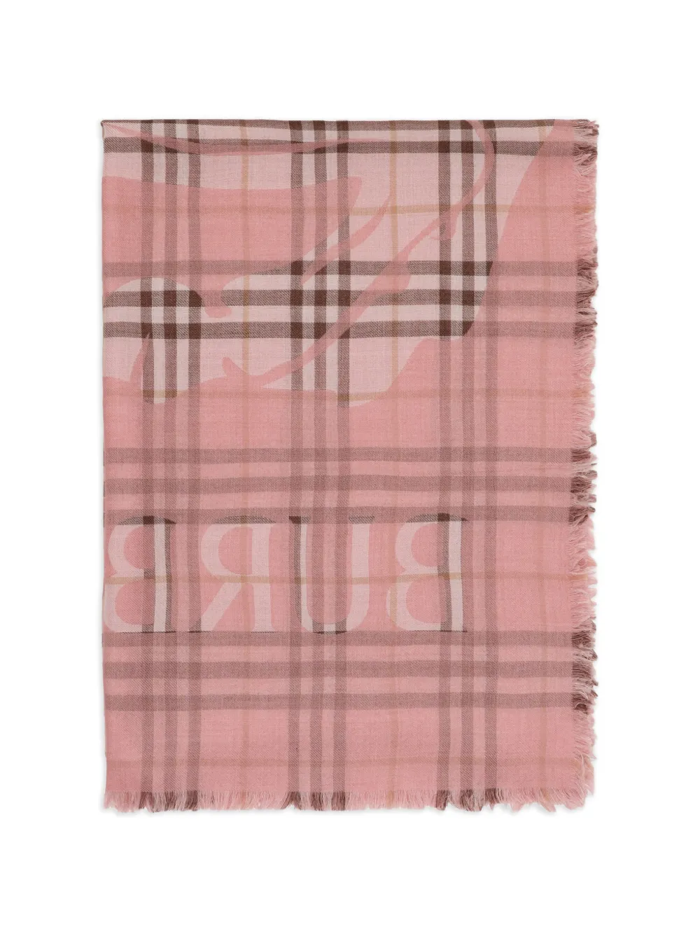 Burberry wide EKD Check wool silk scarf - Rosa