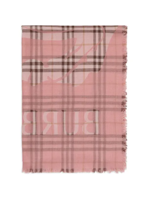Burberry wide EKD Check wool silk scarf
