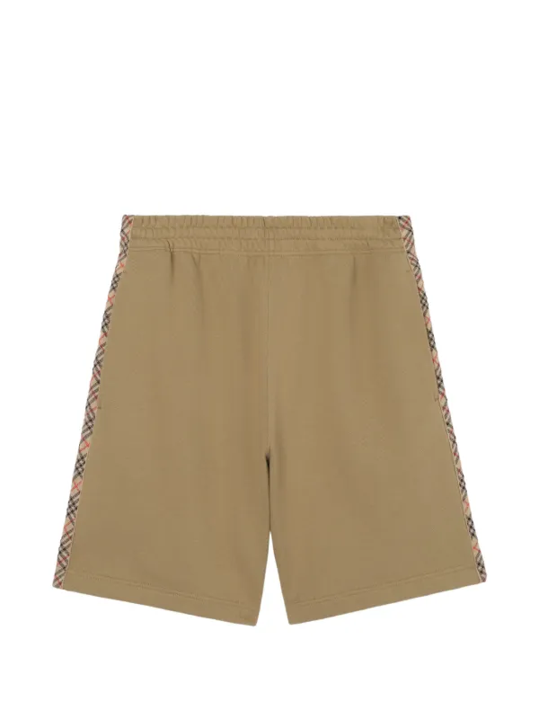 Burberry Check Trim Cotton Shorts in Neutrals