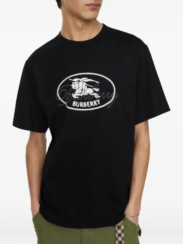 Burberry Knight Stamp Cotton T-shirt | Black | FARFETCH JO