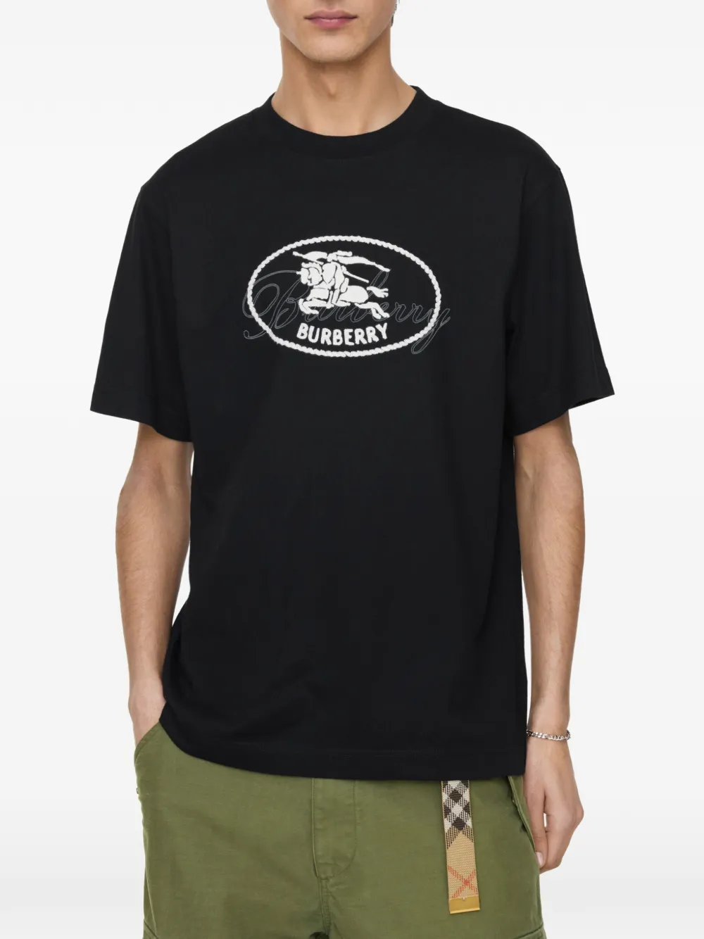 Burberry Katoenen T-shirt met Knight-detail Zwart