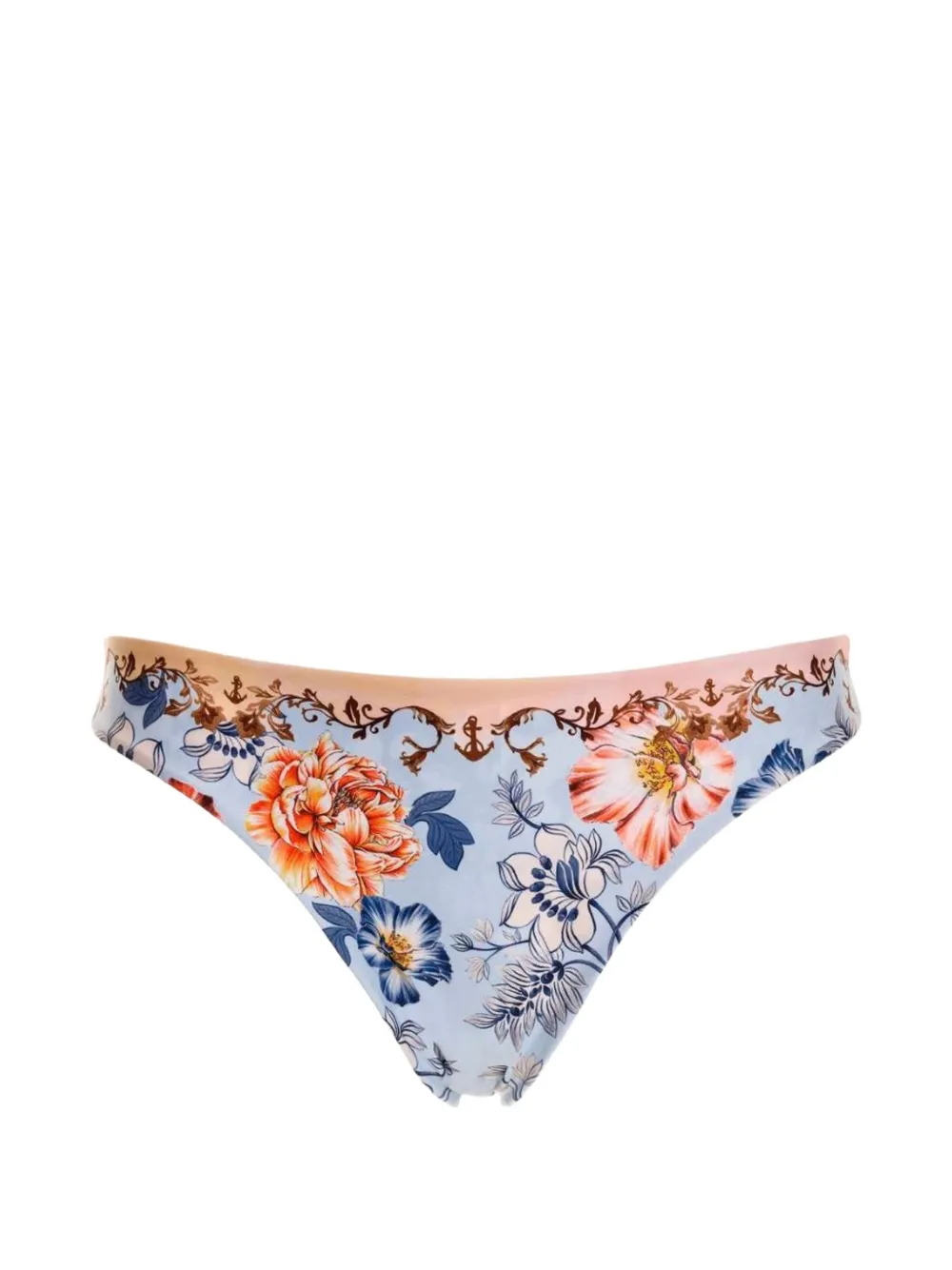 Agua Bendita Ilu floral-print bikini bottom - Blu