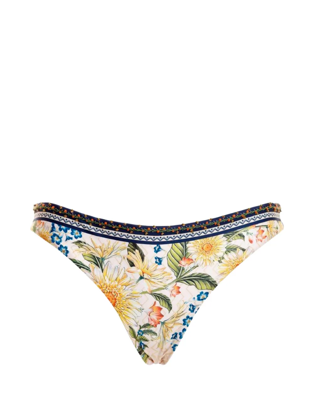 Agua Bendita floral-pattern bikini bottom - Bianco