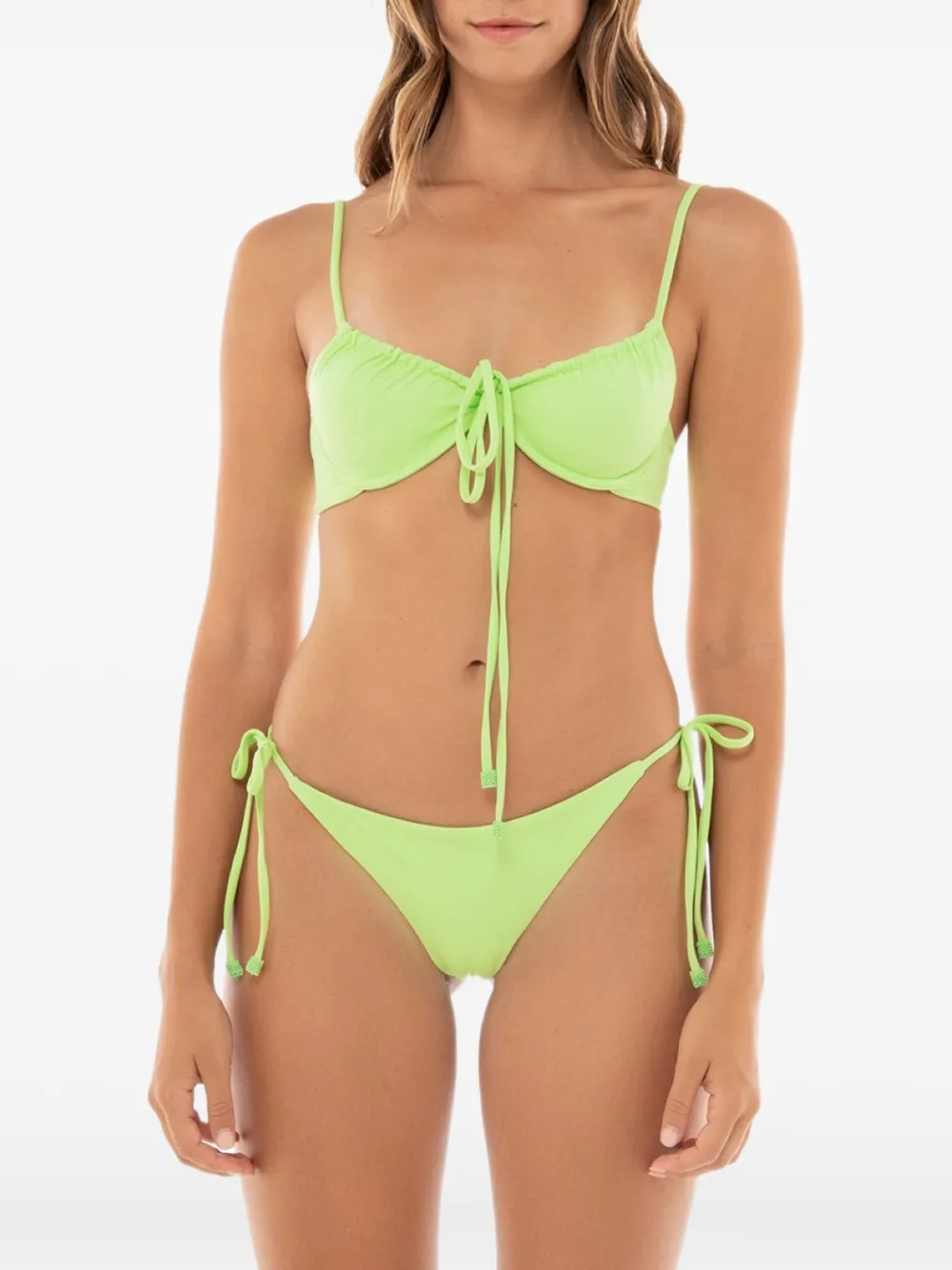  Agua Bendita Tie Underwire Bikini Top - Green 