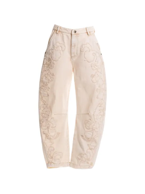 Agua Bendita Fallon floral-embroidered trousers