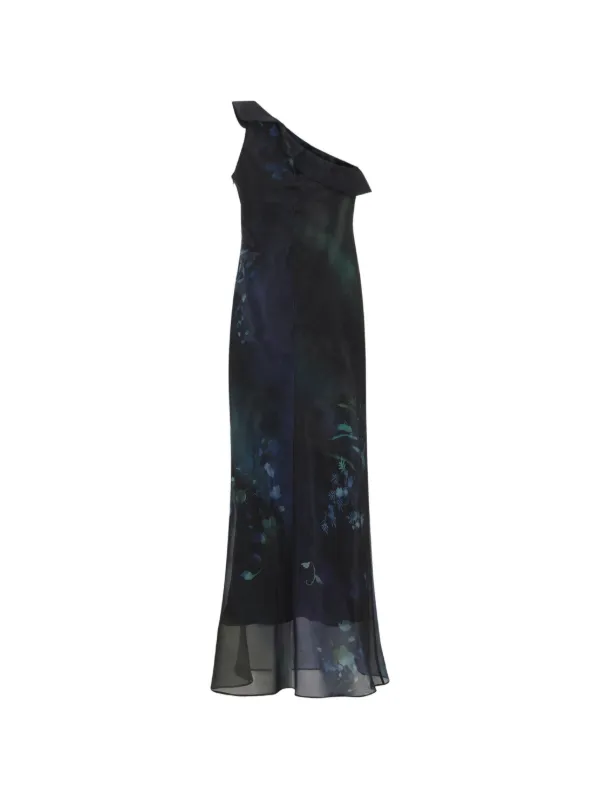 Giorgio Armani One-shoulder Floral Maxi Dress in Black
