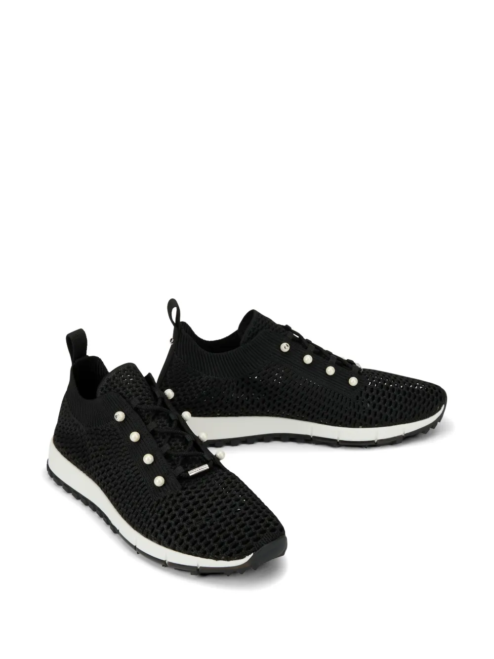 Jimmy Choo pearl-embellished knit sneakers Zwart