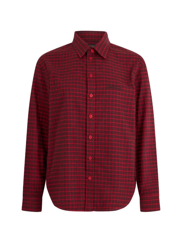 Balenciaga Checked Buttoned Shirt in Red