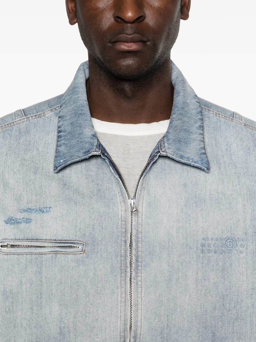 MM6 Maison Margiela Denim jack met patroon Blauw