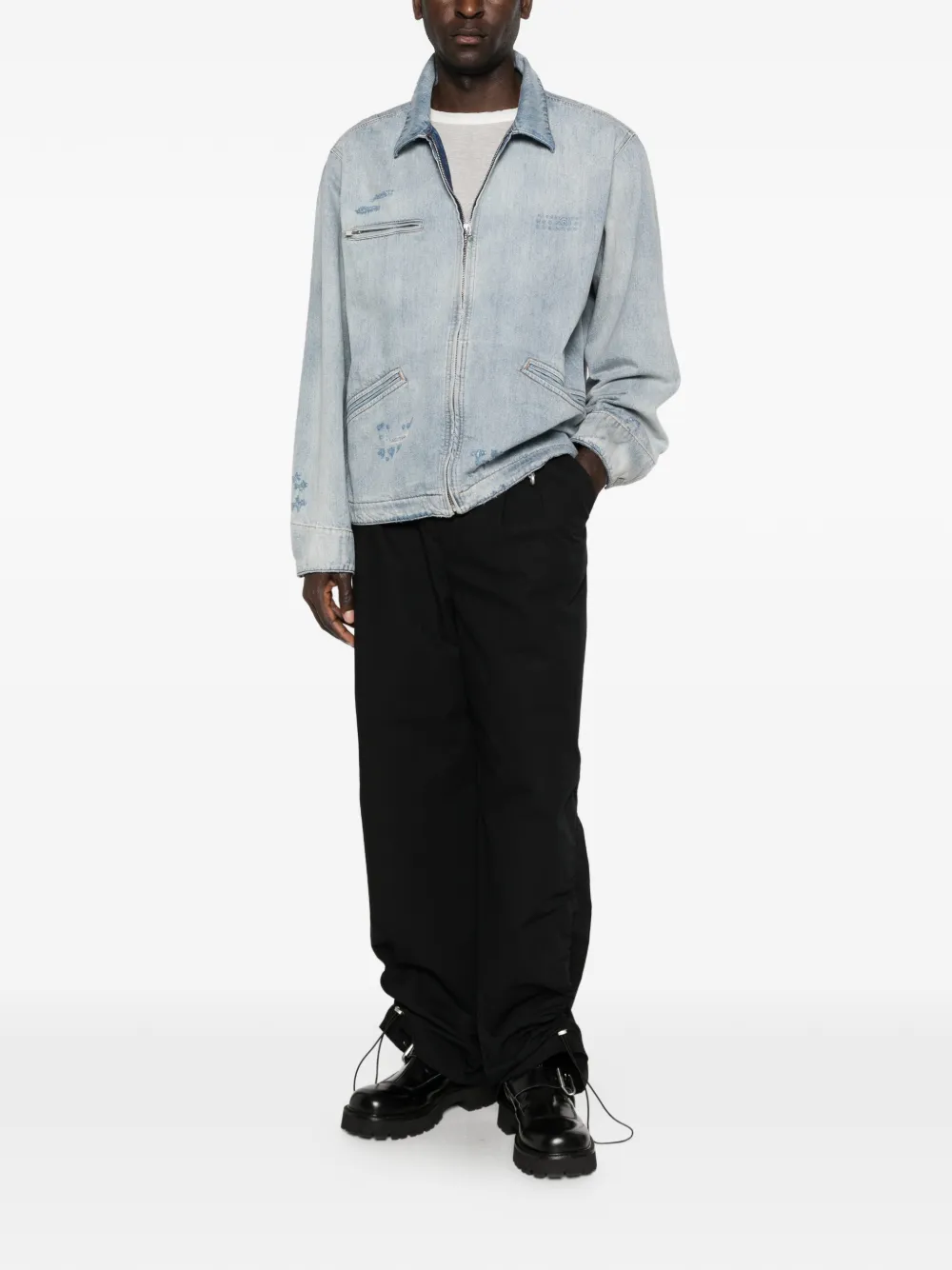 MM6 Maison Margiela Denim jack met patroon Blauw