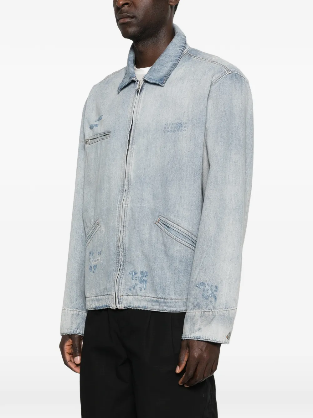 MM6 Maison Margiela Denim jack met patroon Blauw