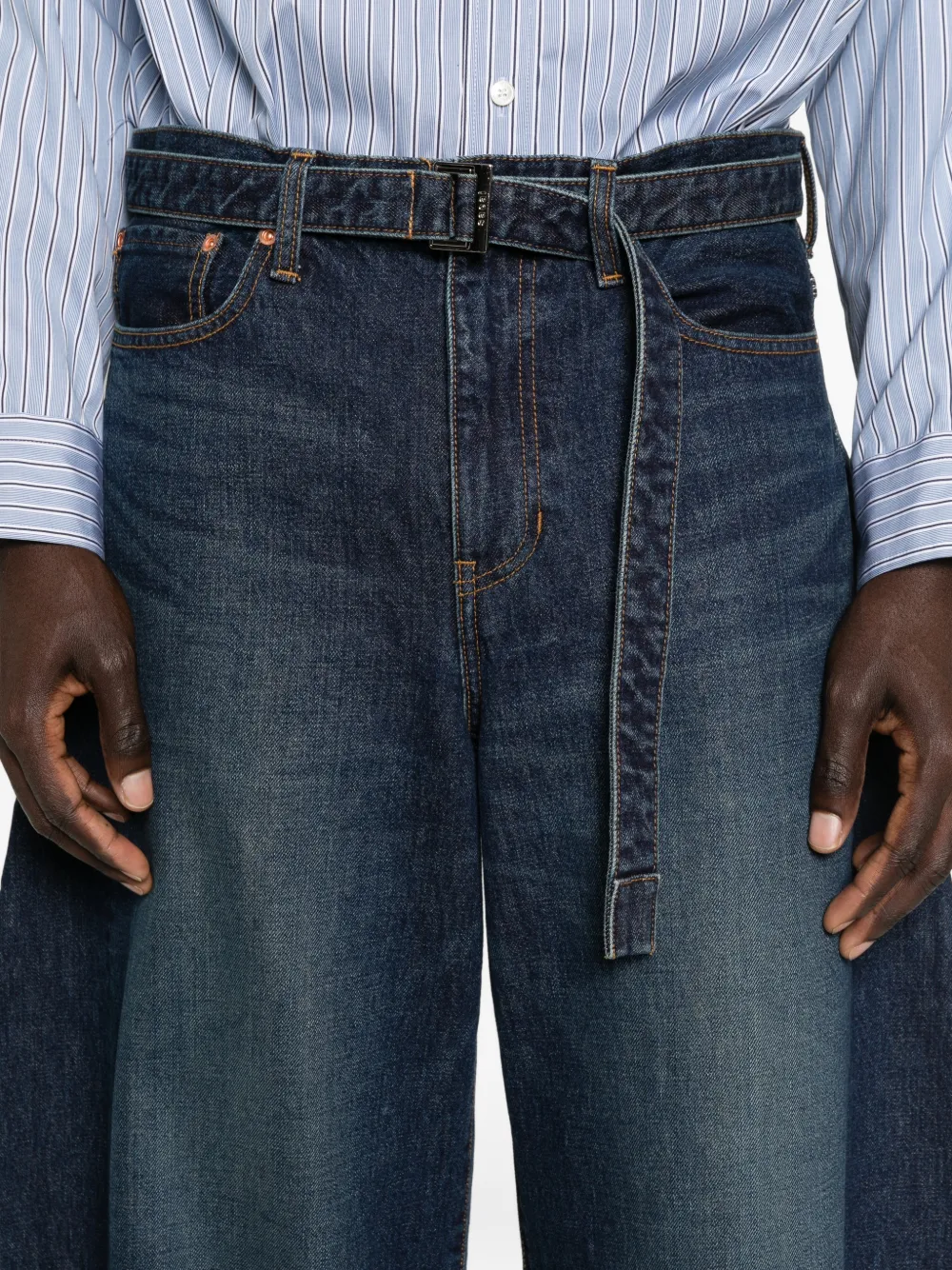 sacai Jeans met ceintuur Blauw