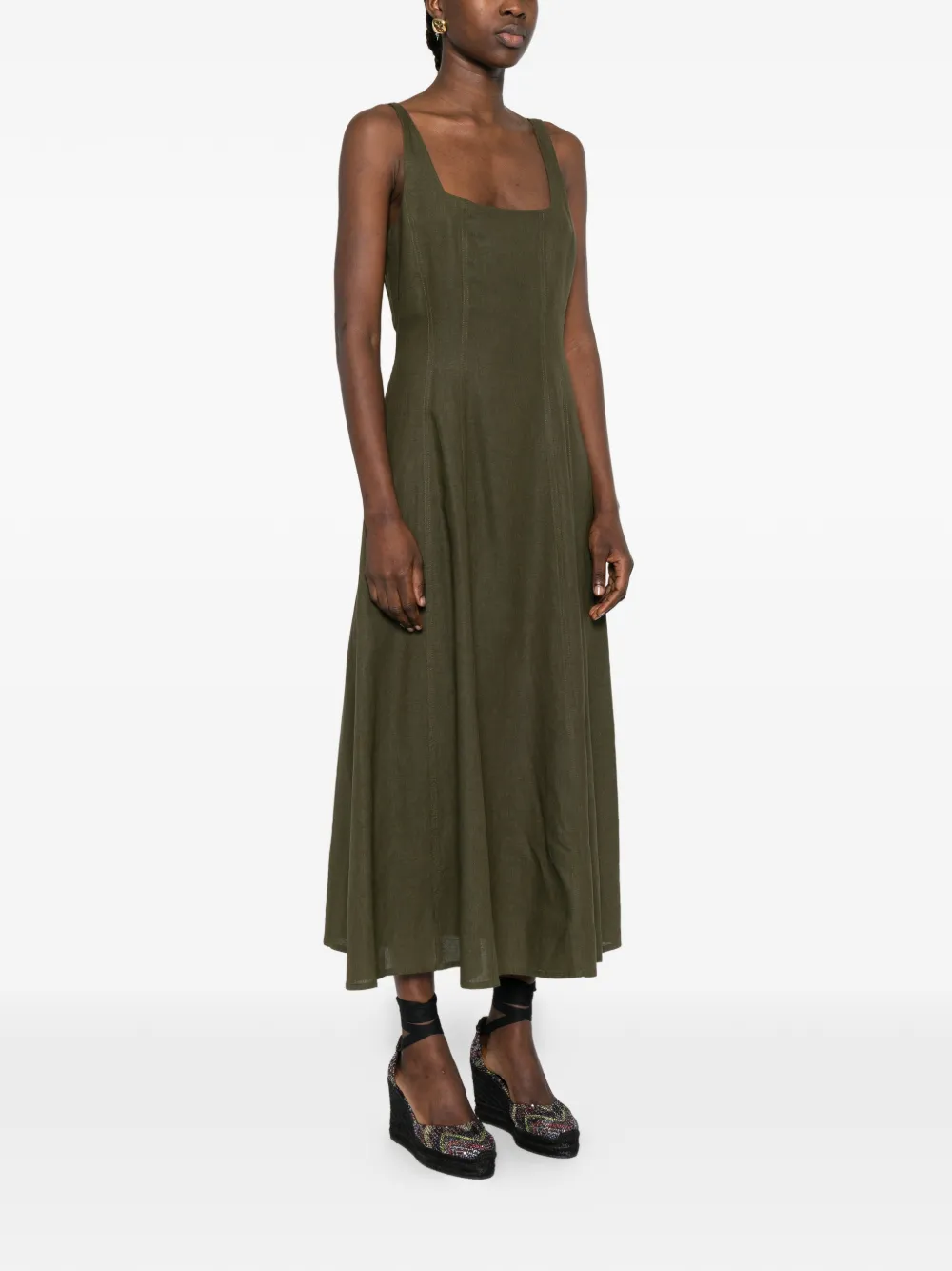 TWINSET Midi-jurk met vierkante hals Groen