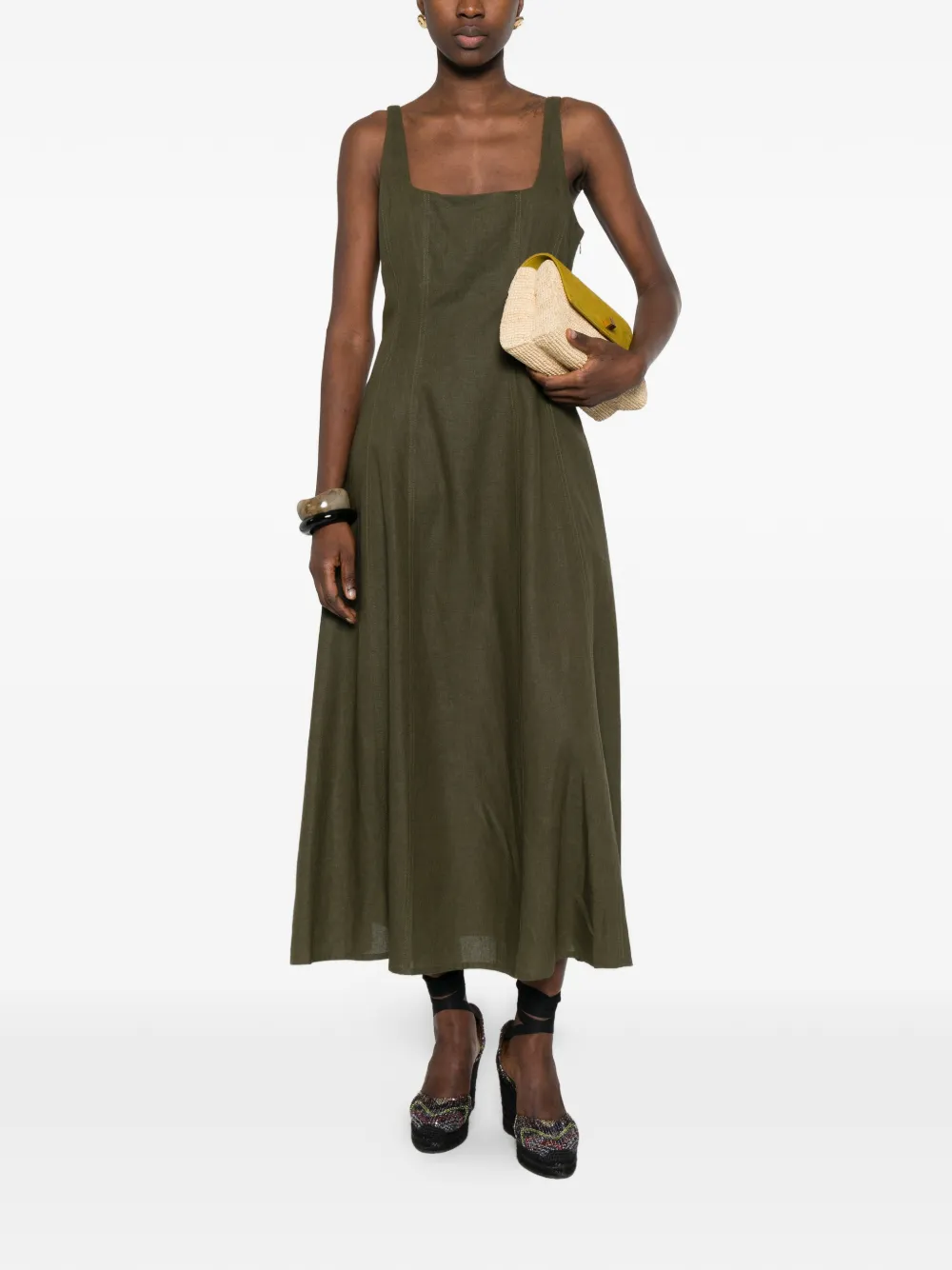TWINSET Midi-jurk met vierkante hals Groen