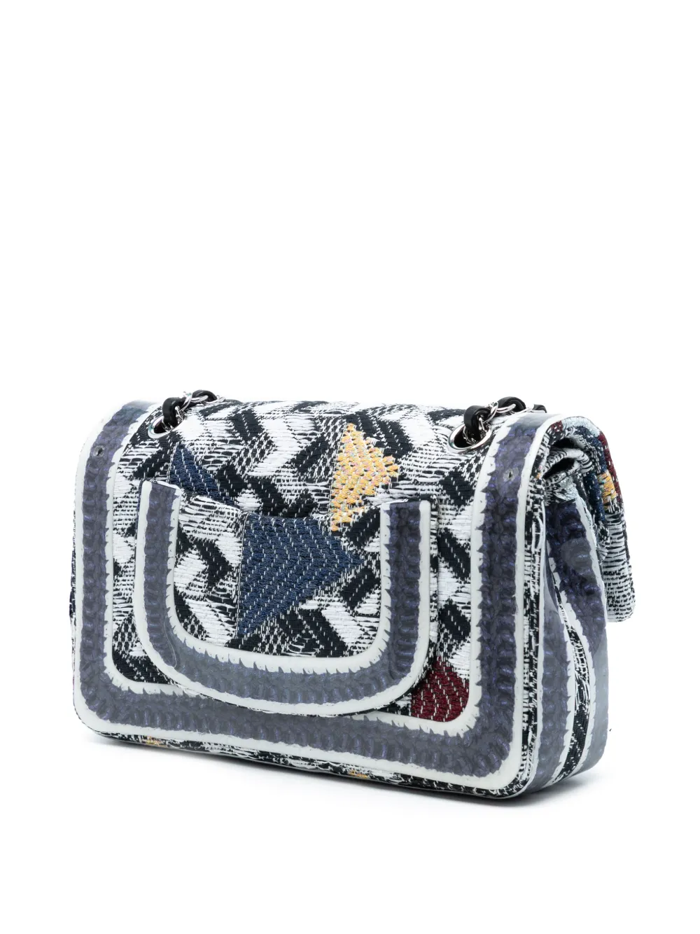 2016-2017 Medium Classic Tweed And Silicone Double Flap Shoulder Bag