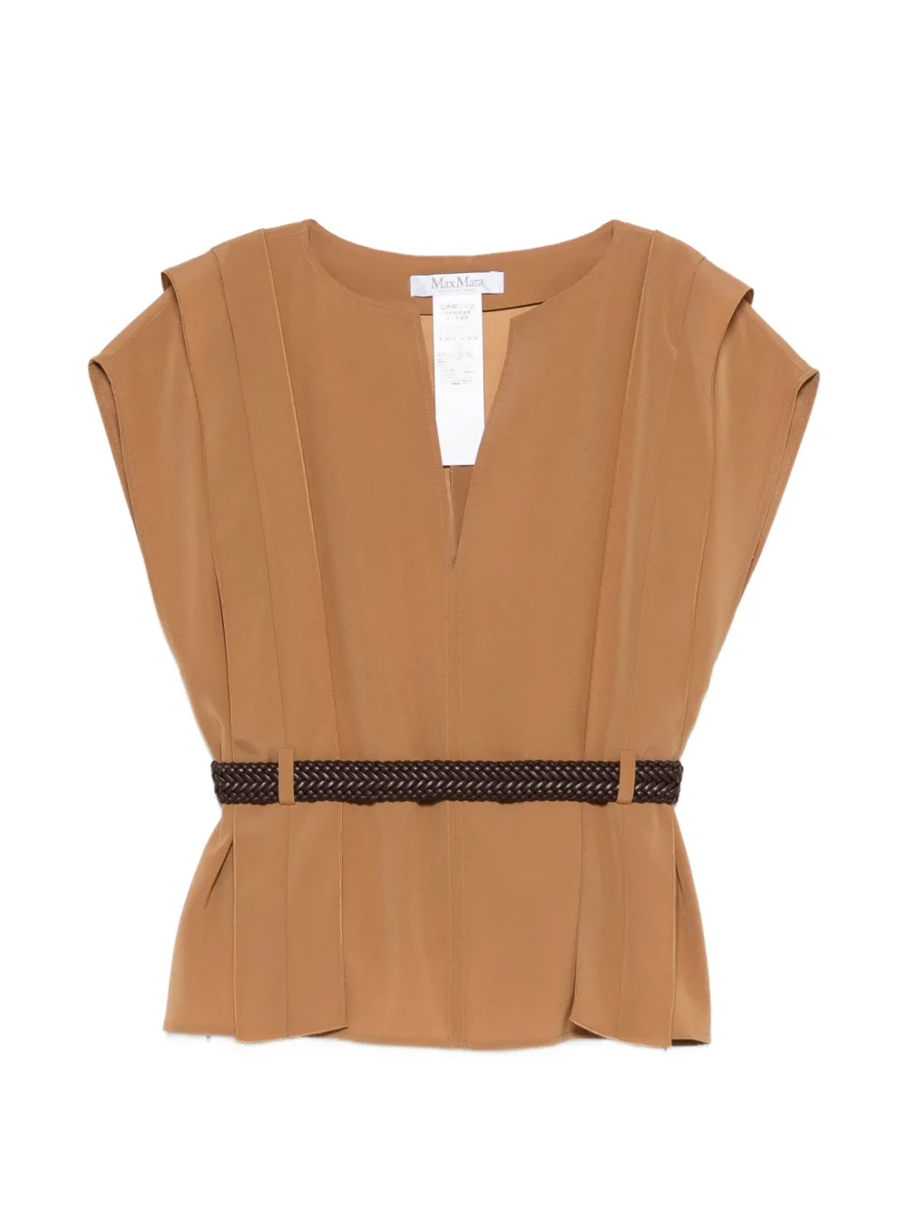 Max Mara Mxmabete belted V-neck top - Neutrals