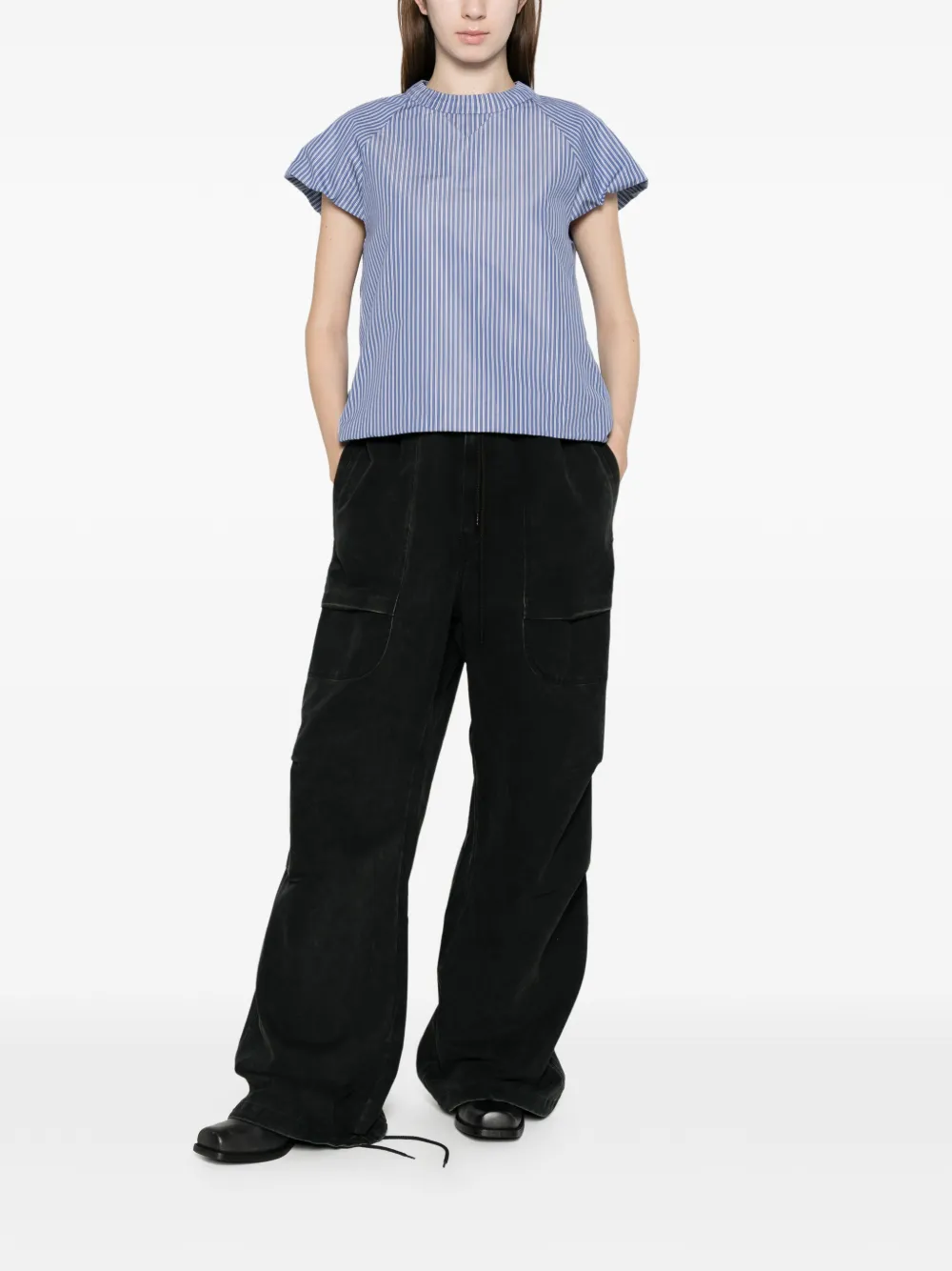  Sacai Camiseta A Rayas - Azul 