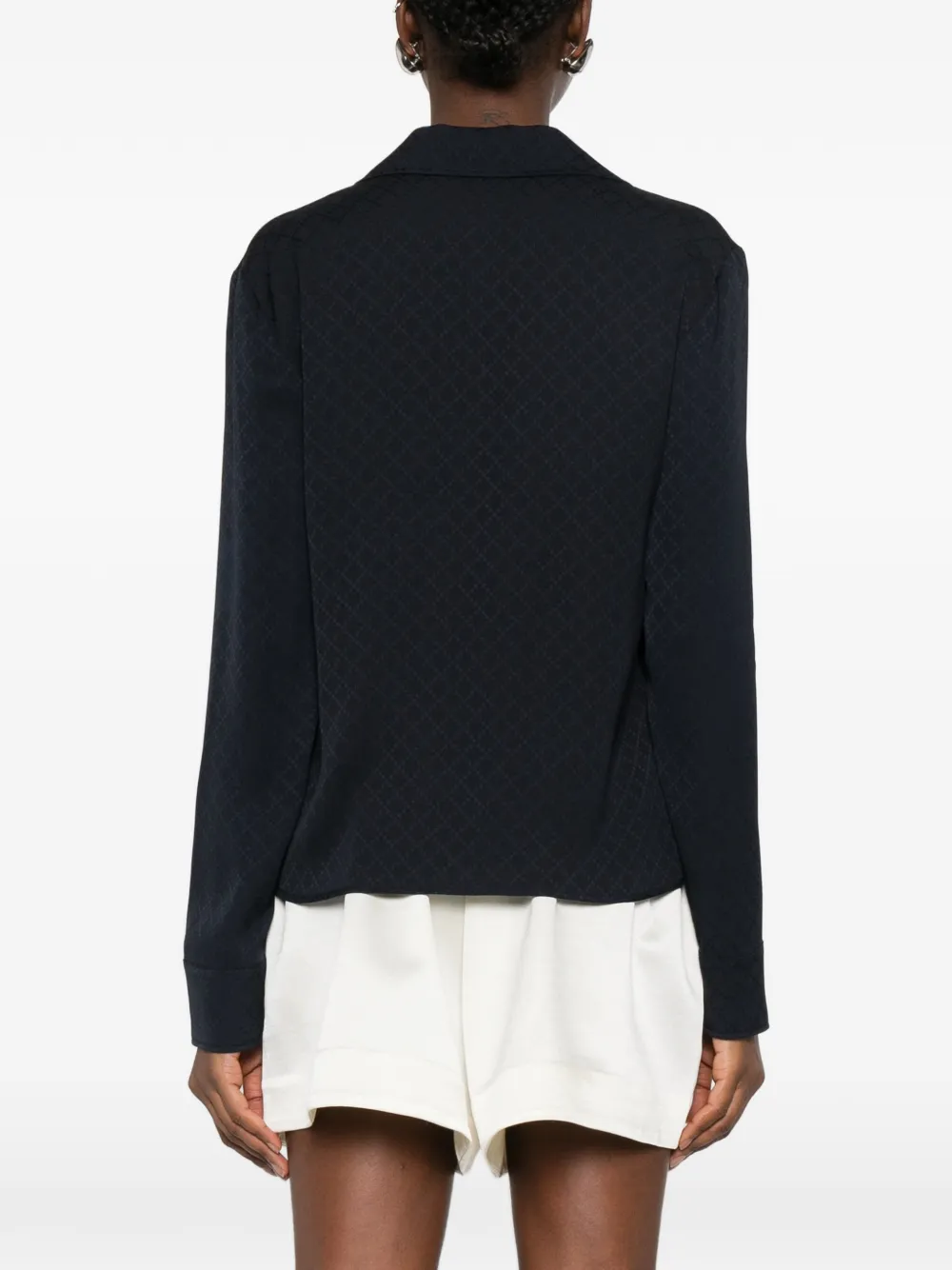 diamond-pattern buttoned shirt