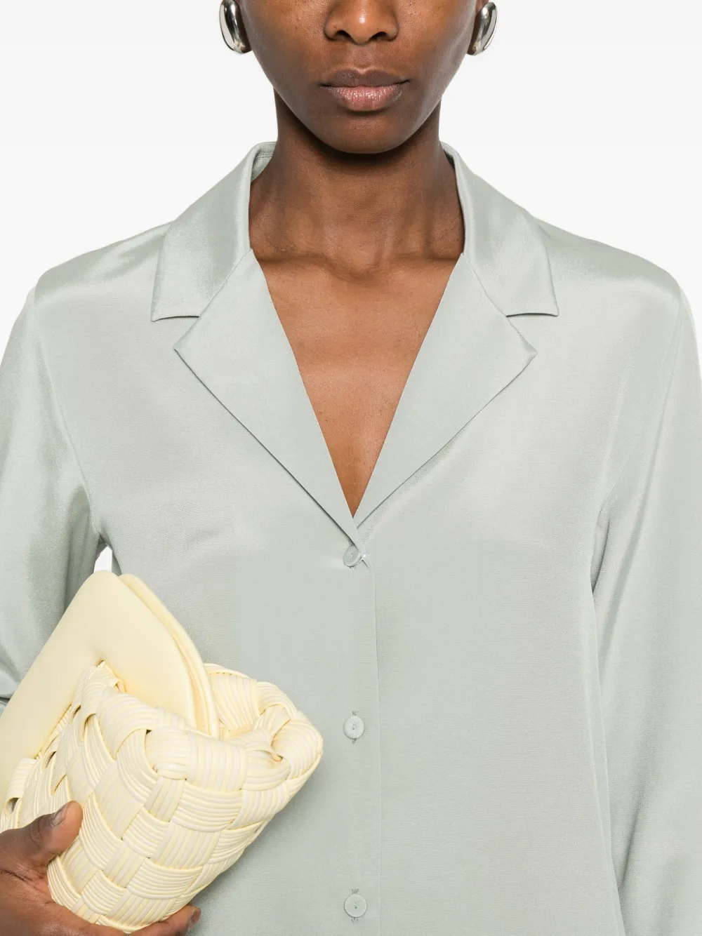 Max Mara Blouse met kraag en knopen Groen