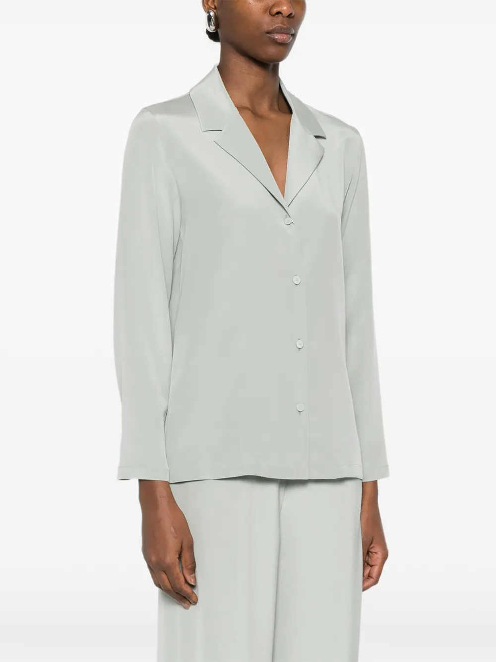 Max Mara Blouse met kraag en knopen Groen