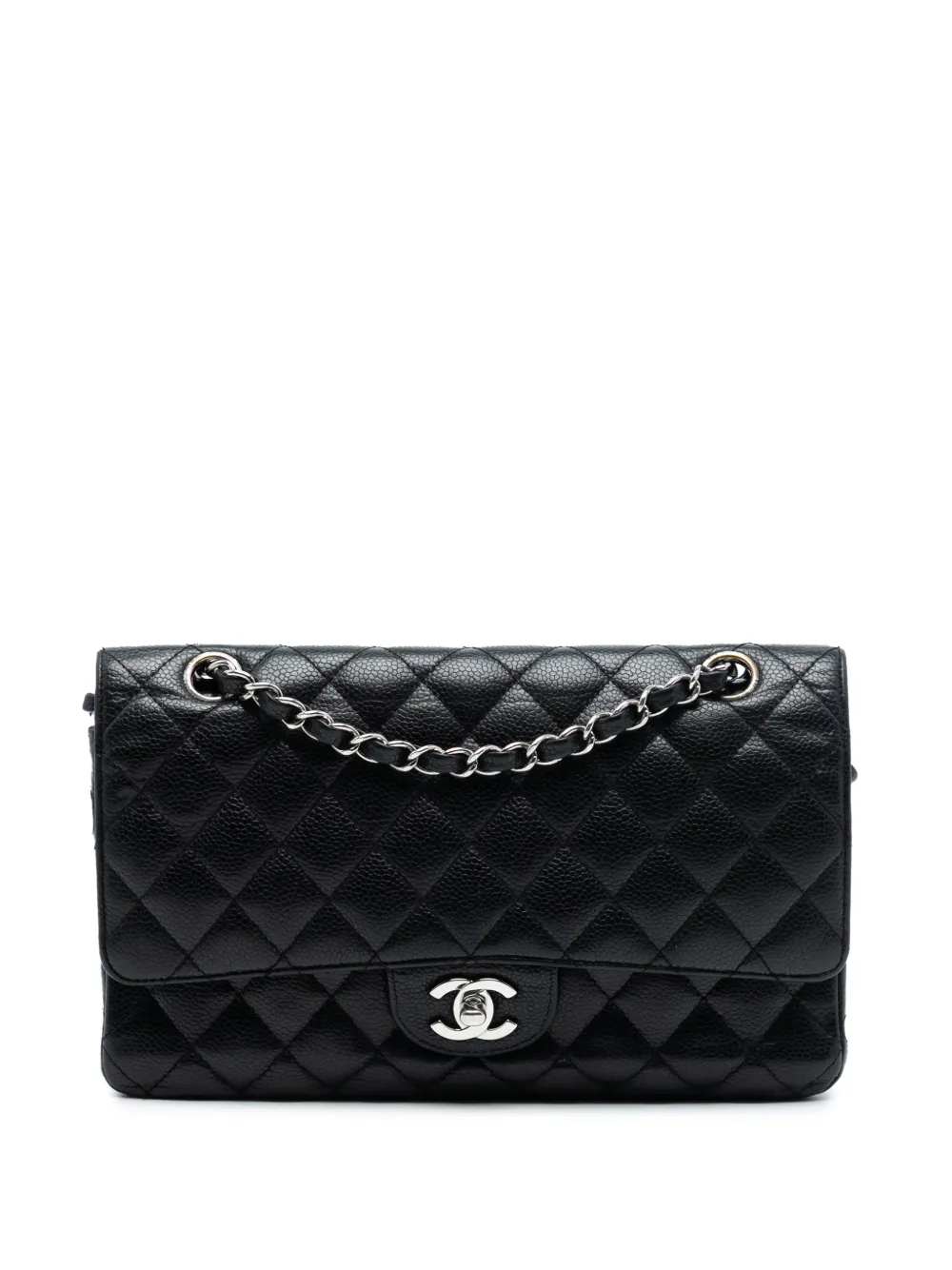 CHANEL Pre-Owned Borsa a spalla Double Flap media in pelle Caviar 2008-2009 - Nero
