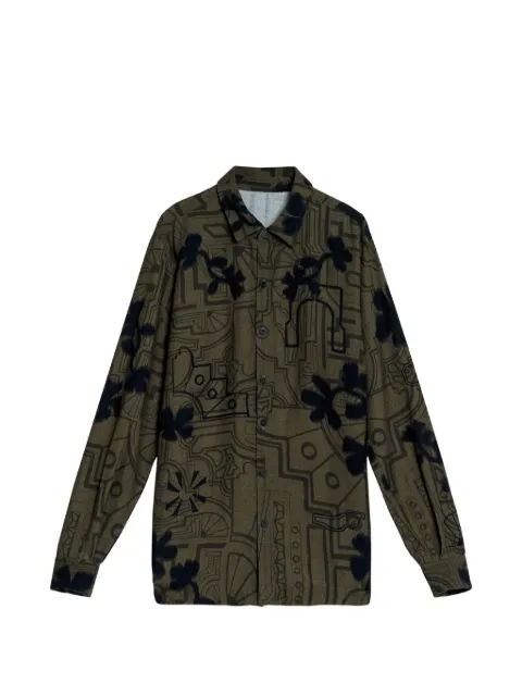 Agua Bendita button patch print shirt