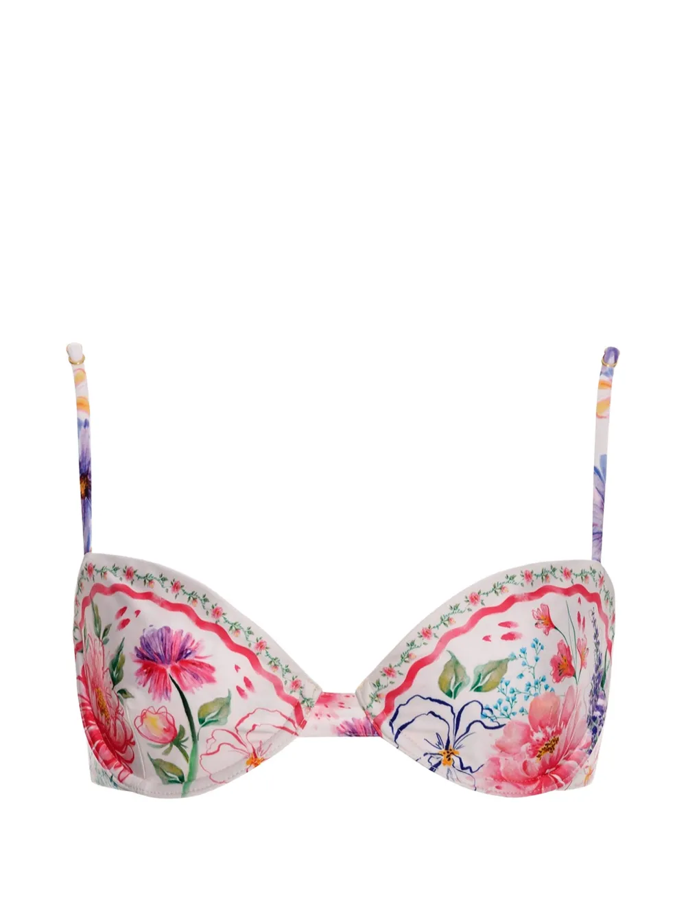 Agua Bendita floral embroidered bikini top - Bianco