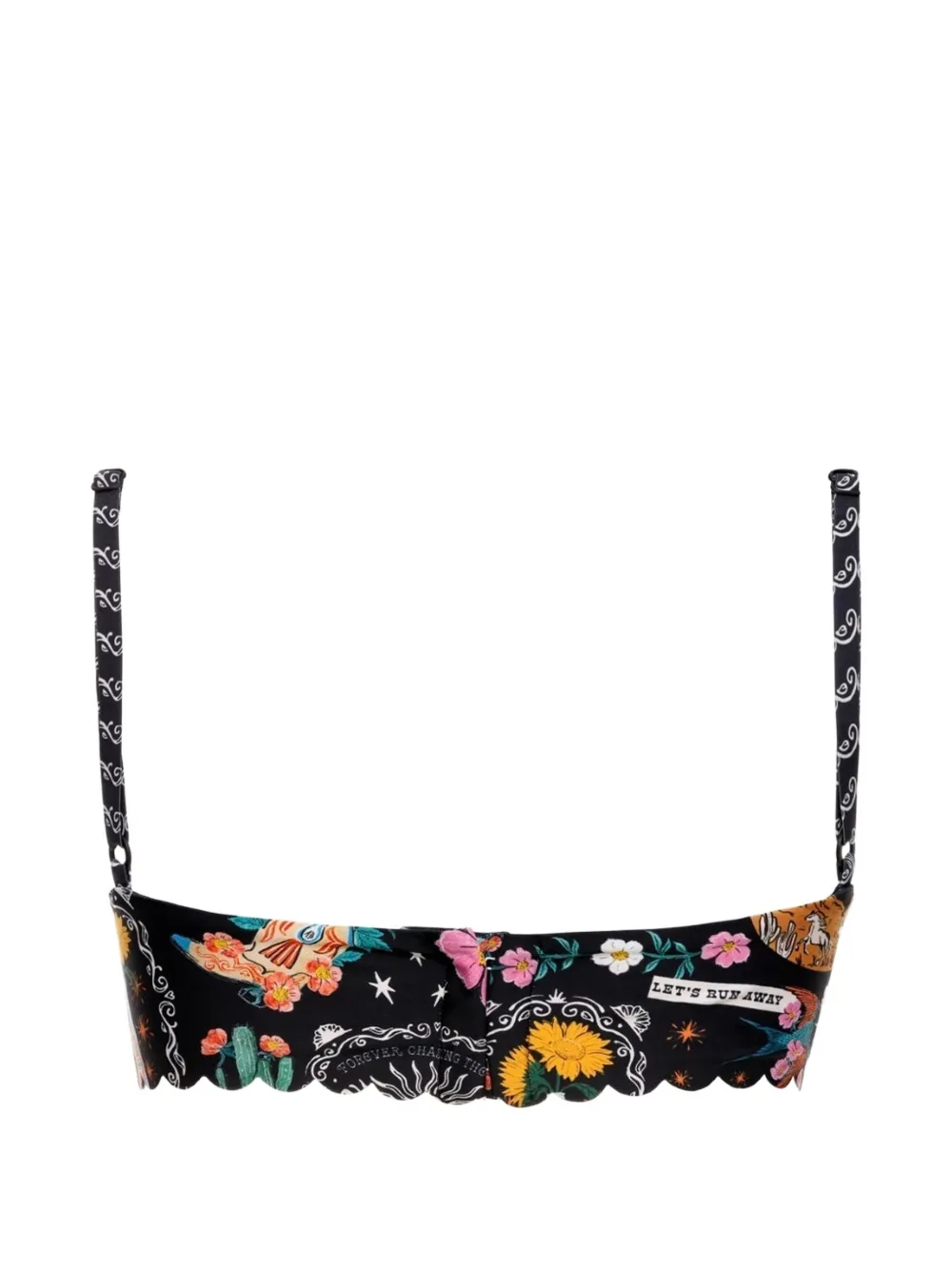 Agua Bendita Lauren scalloped bikini top - Schwarz