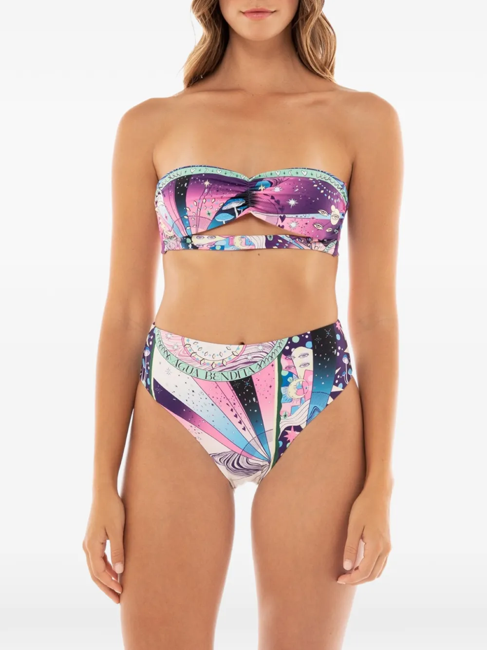Agua Bendita Penelope high-waist printed bikini bottom - Rosa