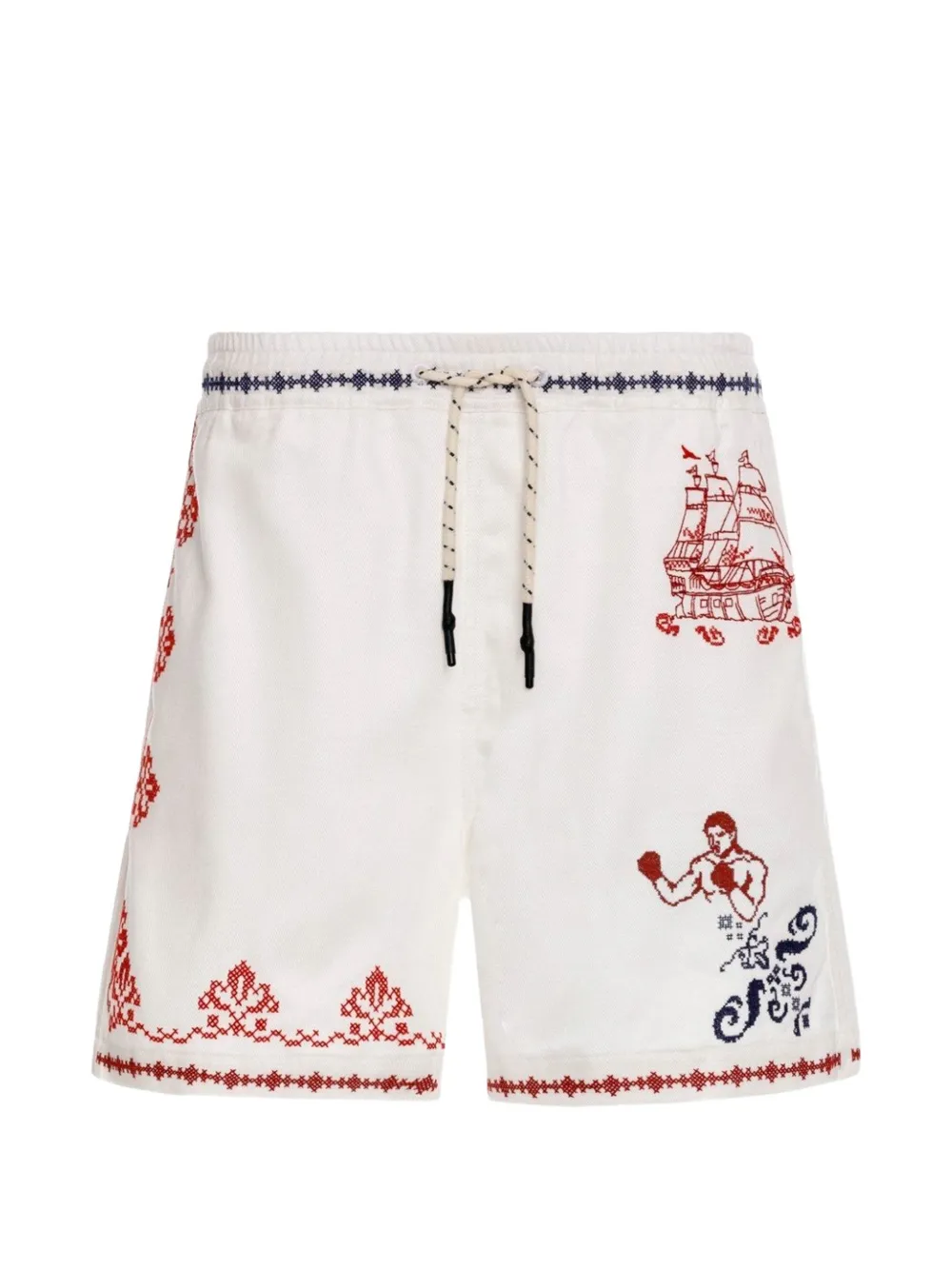 Agua Bendita Miloh embroidery elastic shorts - White