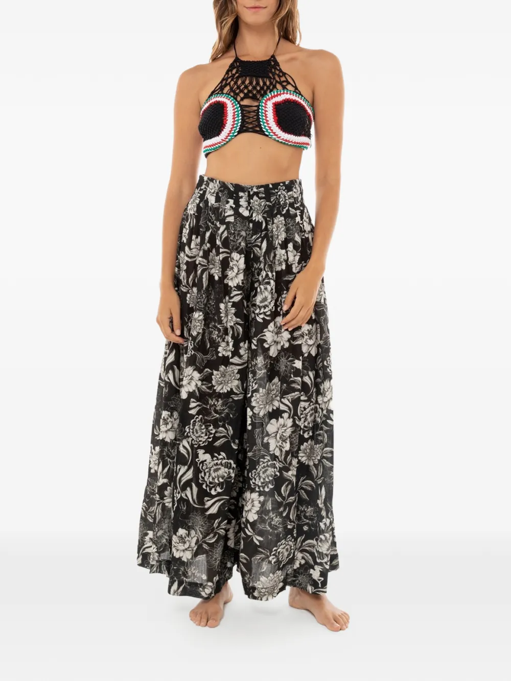 Agua Bendita Tasha handwoven crop tank top - Nero