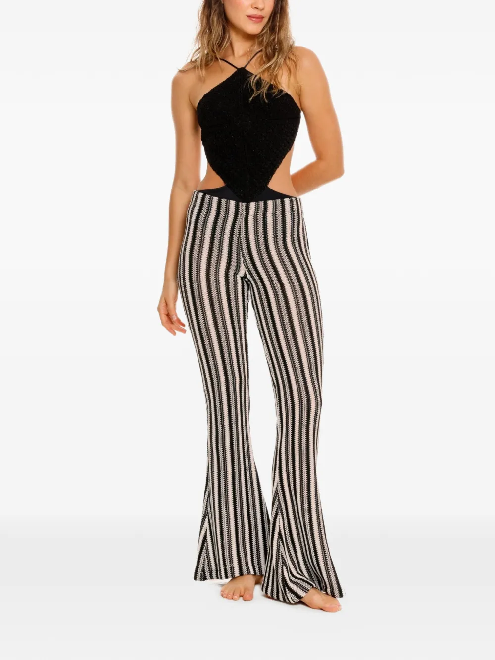 Monike Flared Elasticated-Waist Trousers