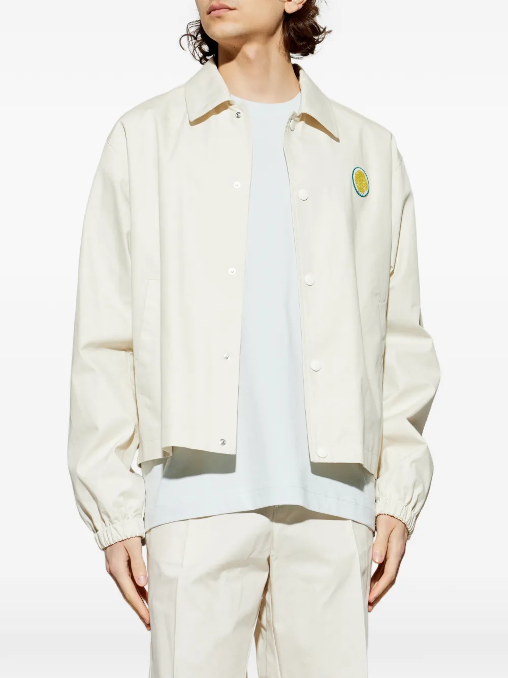  Bally Embroidered Collared Shirt Jacket - Neutrals 