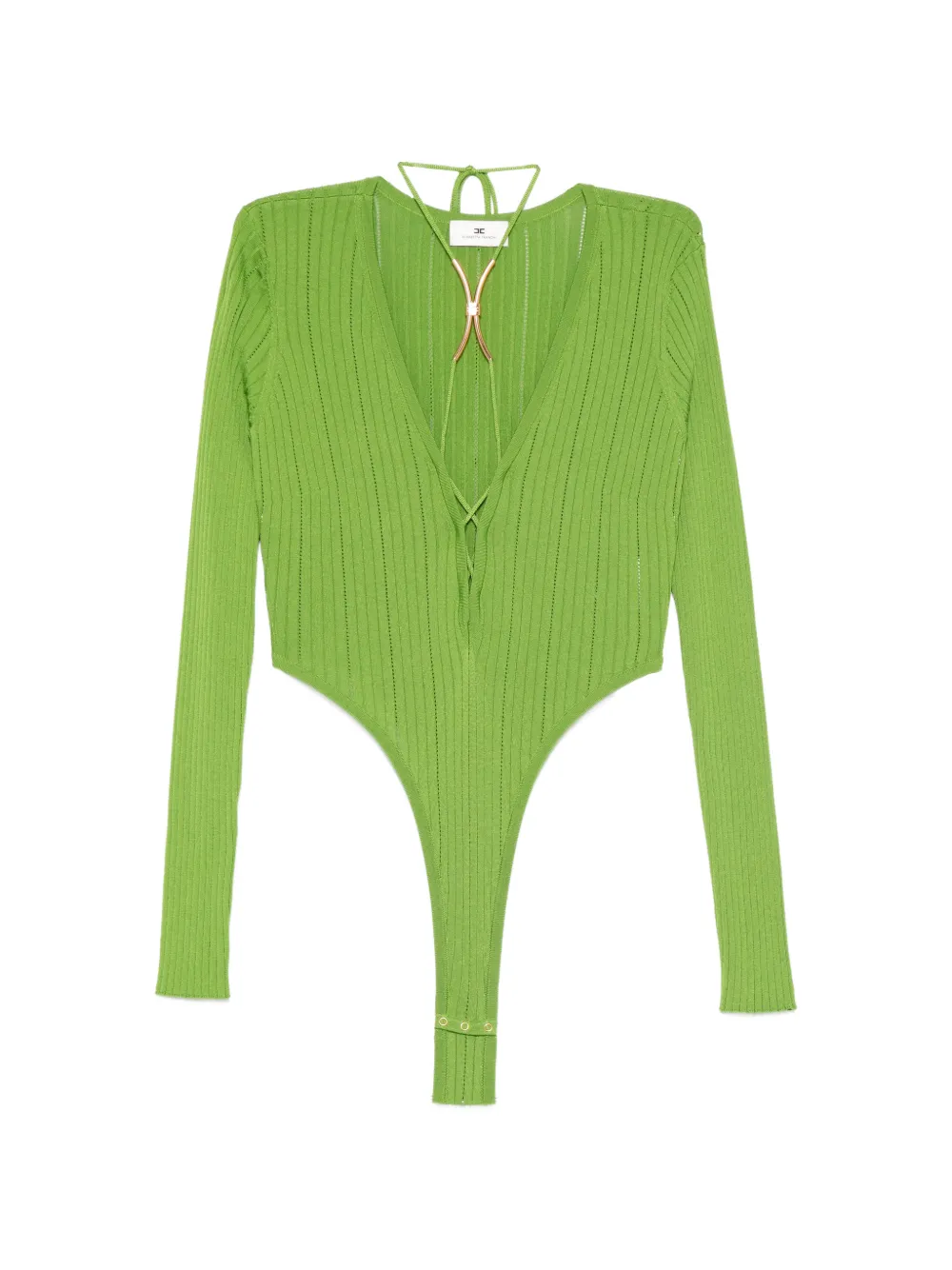 Elisabetta Franchi ribbed V-neck bodysuit - Verde