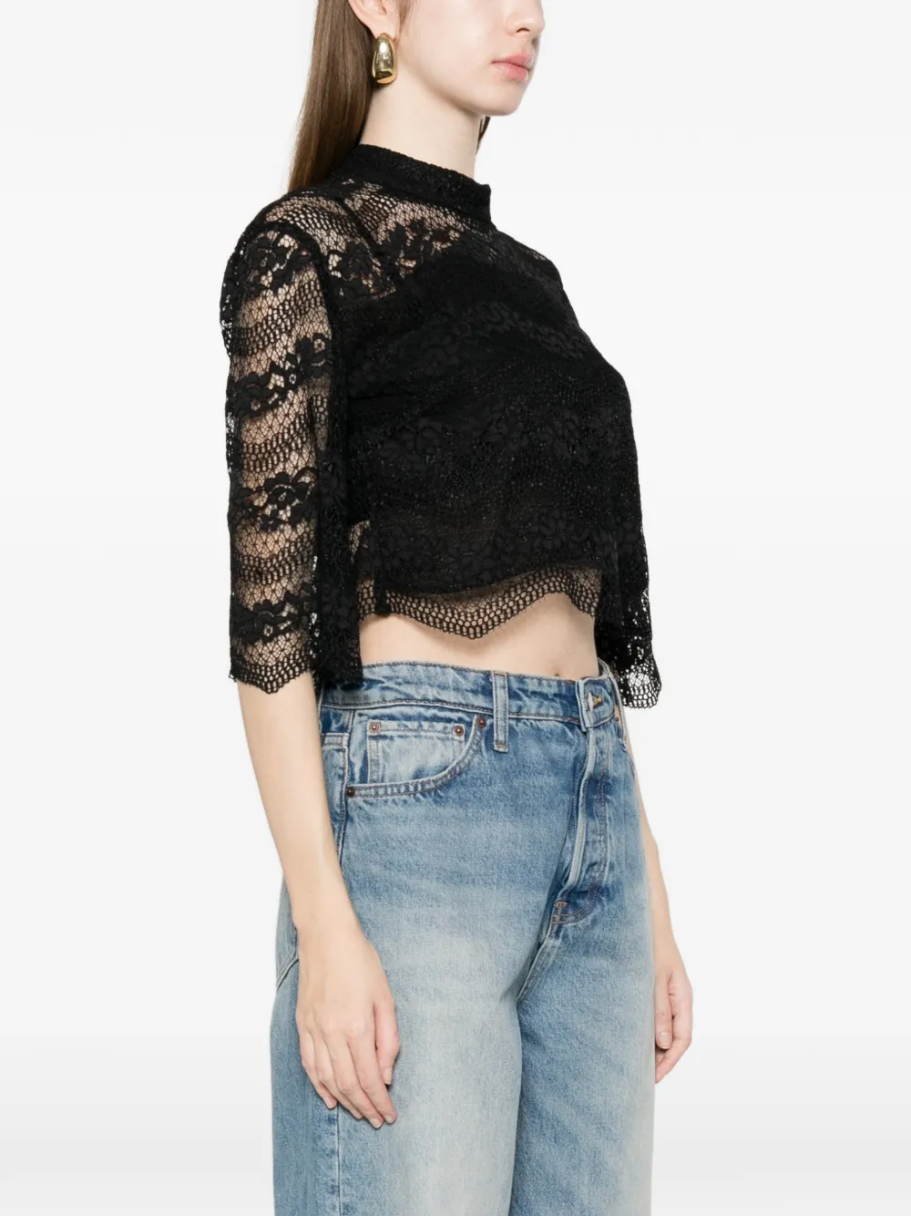 TWINSET Macramé blouse met kant Zwart