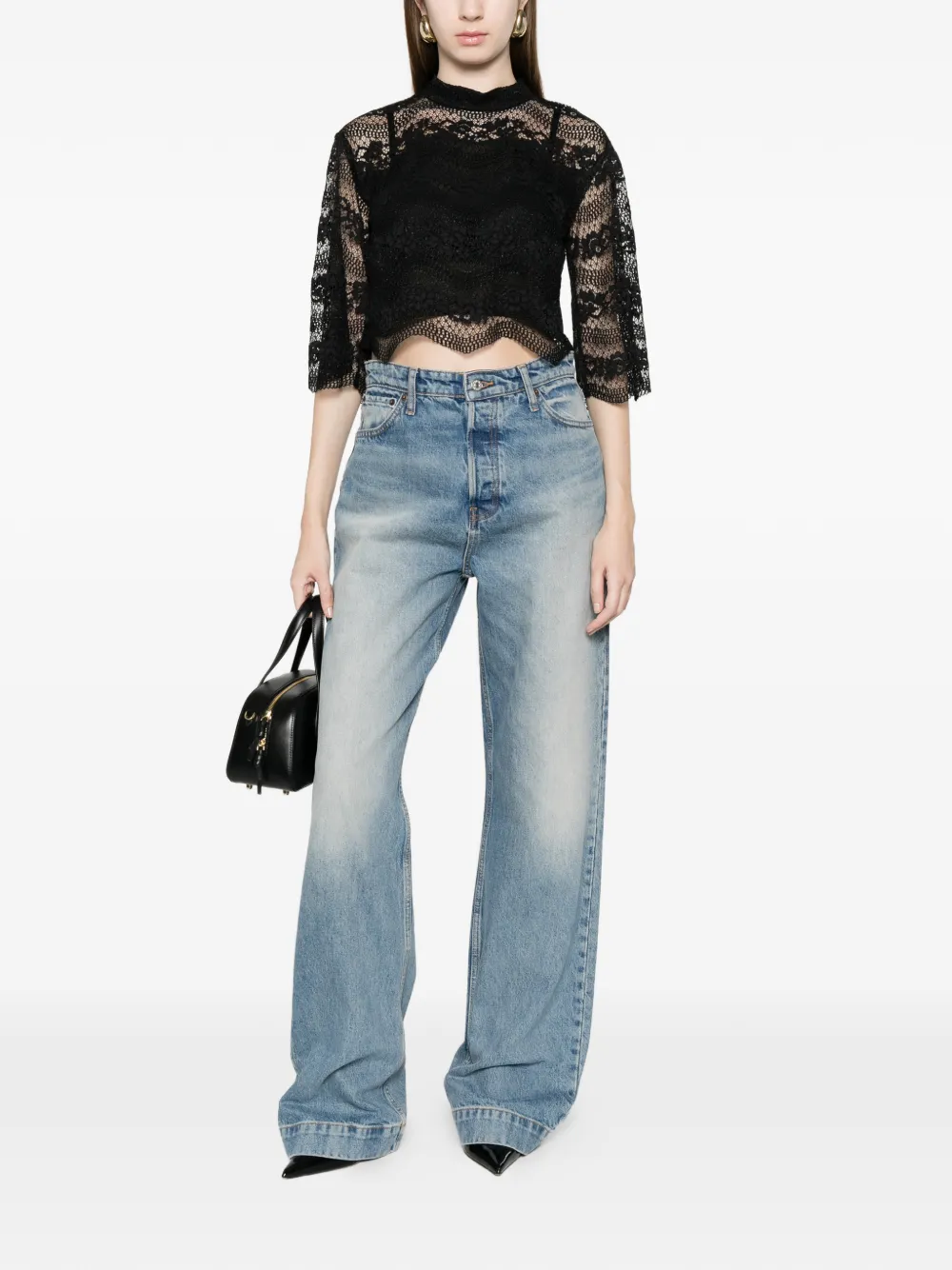 TWINSET Macramé blouse met kant Zwart
