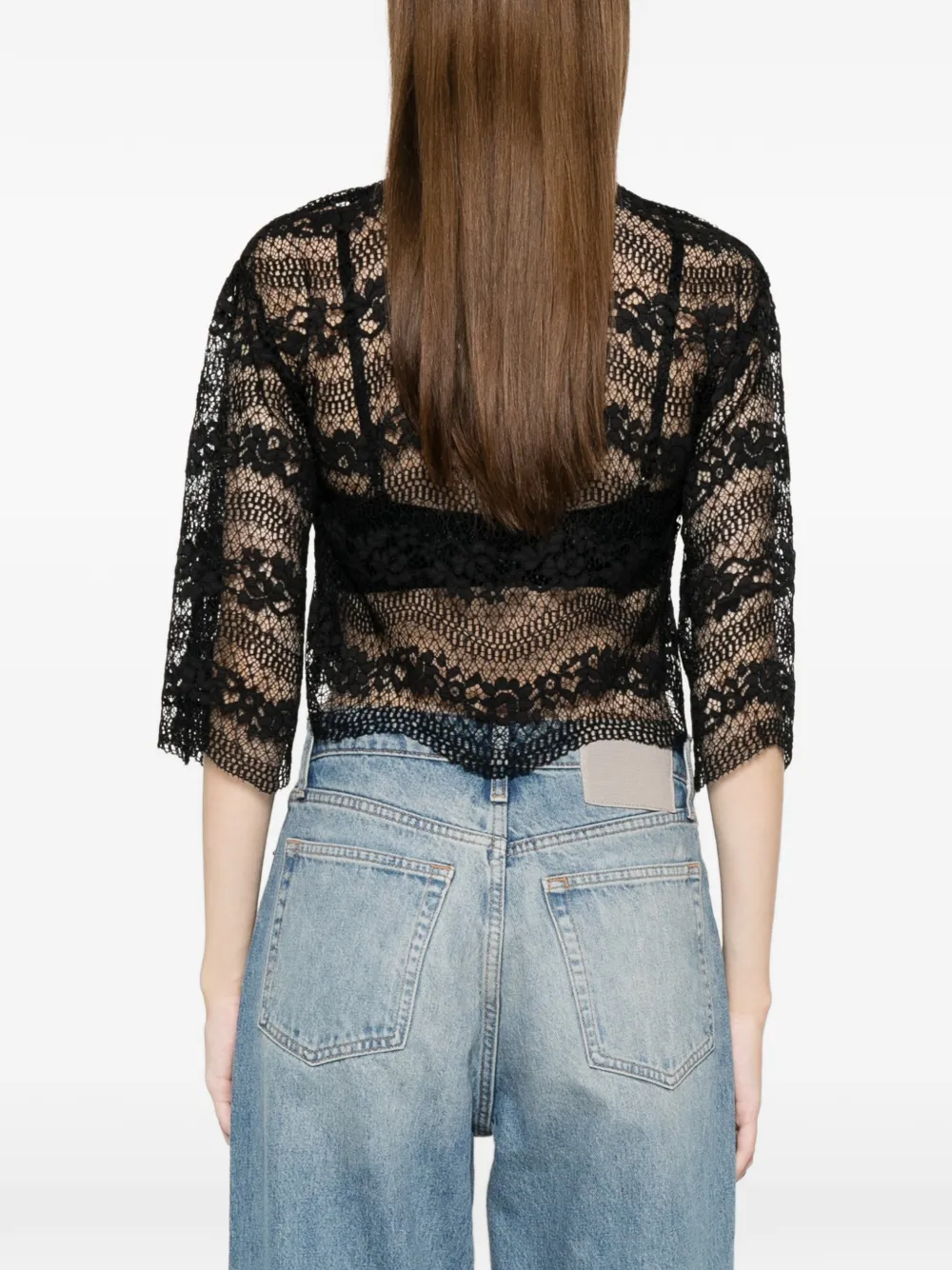 TWINSET Macramé blouse met kant Zwart
