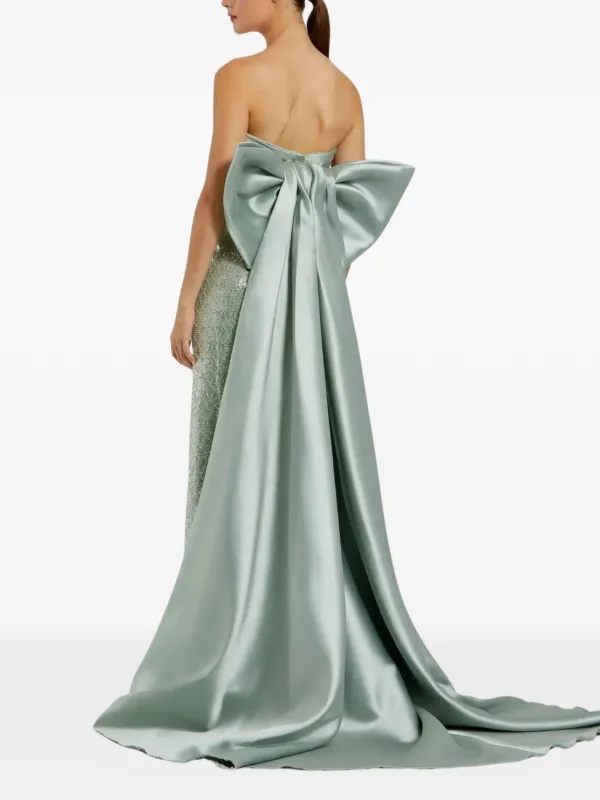 Mac Duggal Strapless bow-back Maxi Dress | Green | FARFETCH ID Mac Duggal Strapless bow-back Maxi Dress | Green | FARFETCH ID