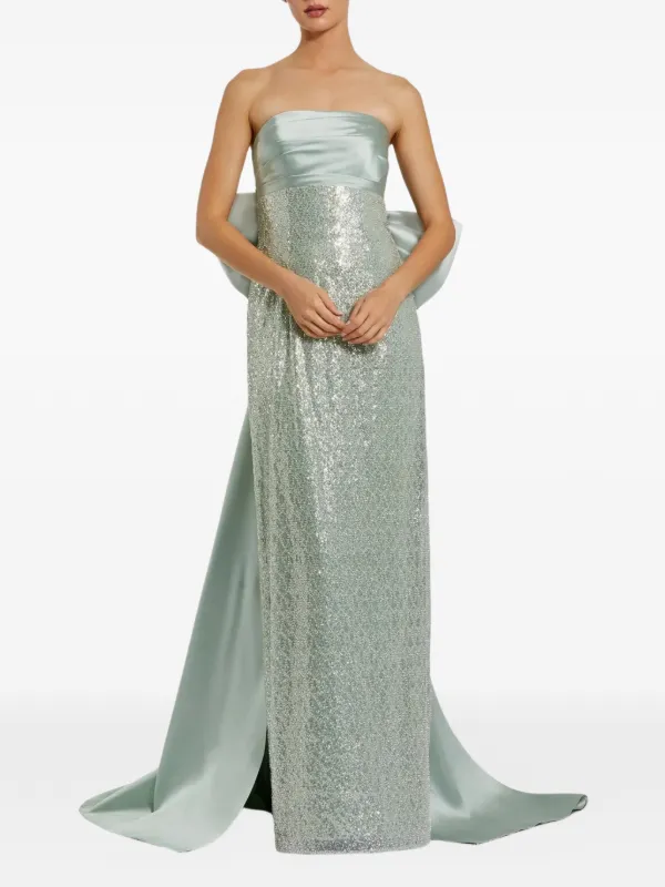 Mac Duggal Strapless bow-back Maxi Dress | Green | FARFETCH ID
