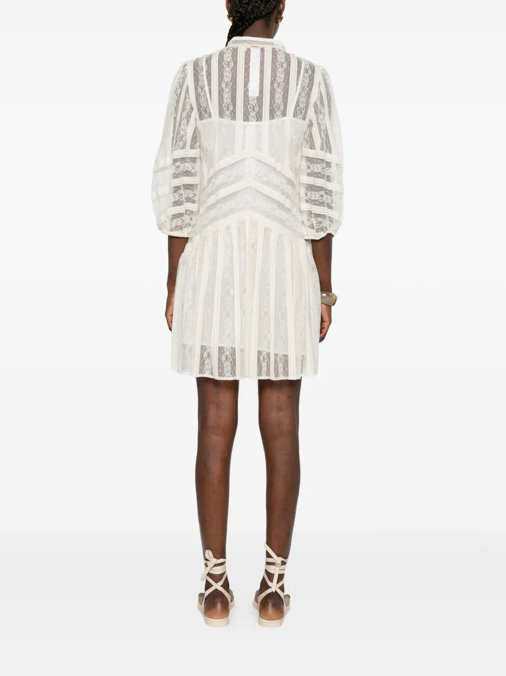 TWINSET Mini-jurk met V-hals en kant Beige