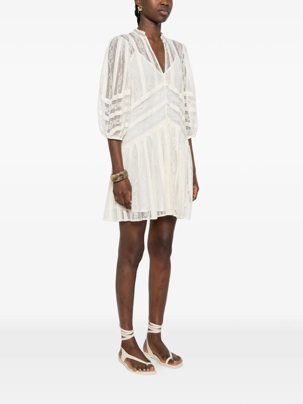 TWINSET Mini-jurk met V-hals en kant Beige