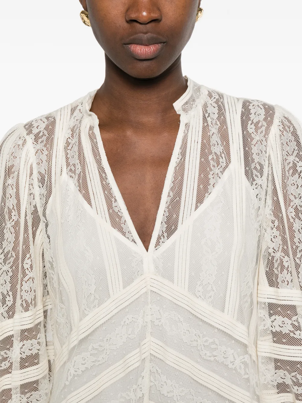 TWINSET Mini-jurk met V-hals en kant Beige