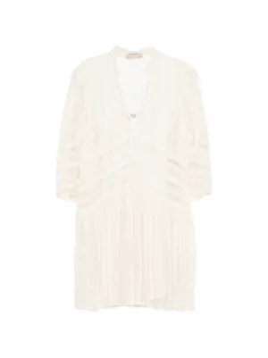 Elie Saab Embroidered Tulle Mini Dress | Neutrals | FARFETCH