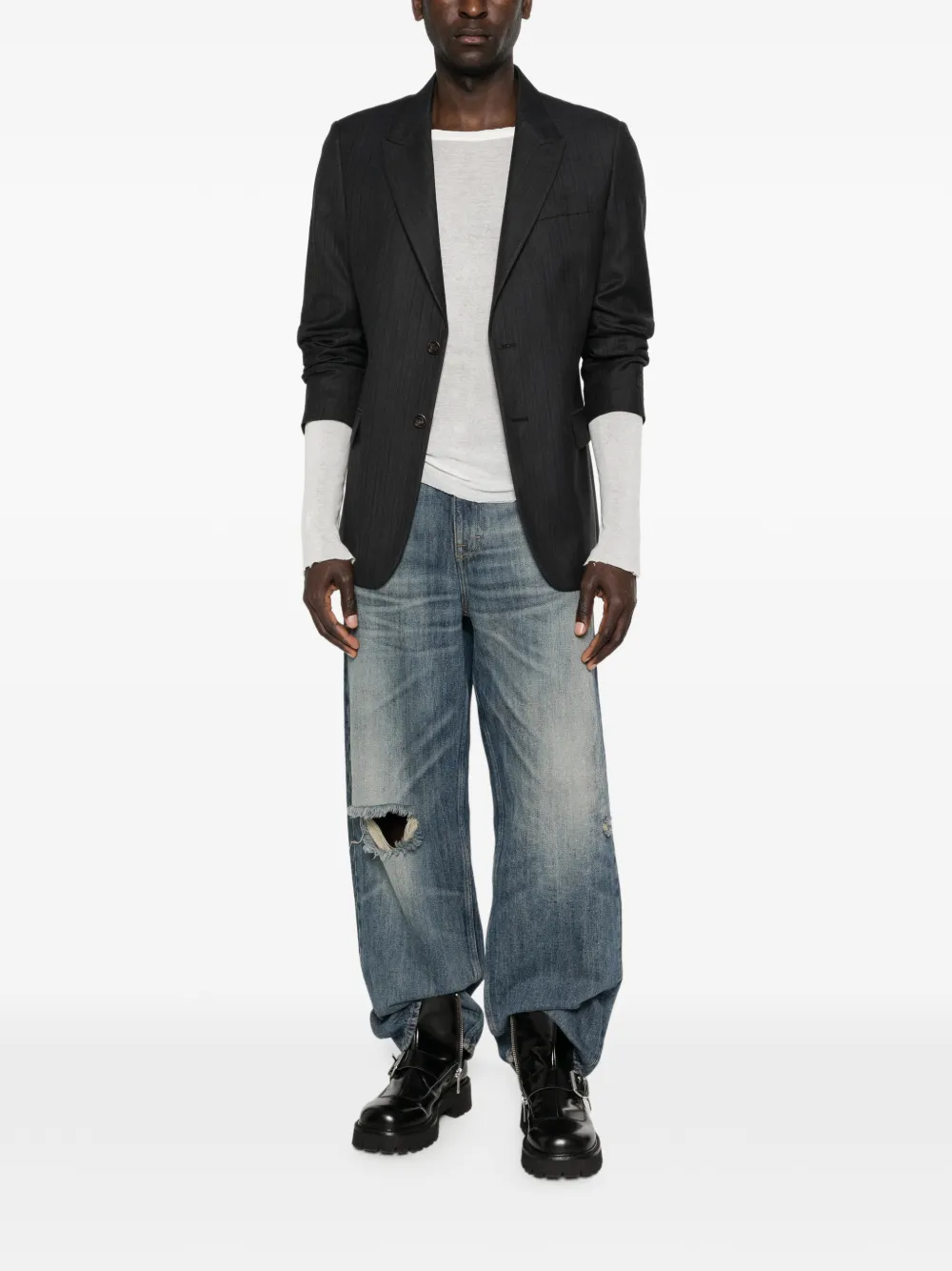 MM6 Maison Margiela Blazer met enkele rij knopen Grijs