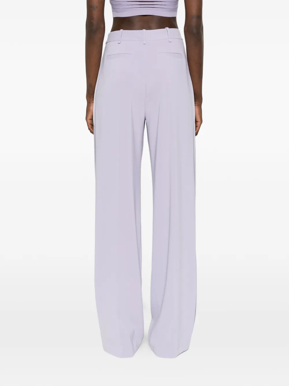 Elisabetta Franchi Lichtgewicht crêpe broek met logo-bedel Paars